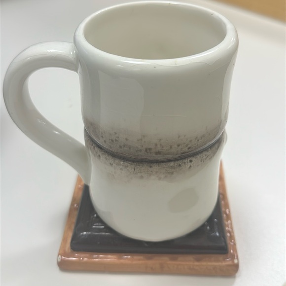 S'mores Coffee/Hot Cocoa Dolomite Mug - White and Brown - Picture 4 of 6